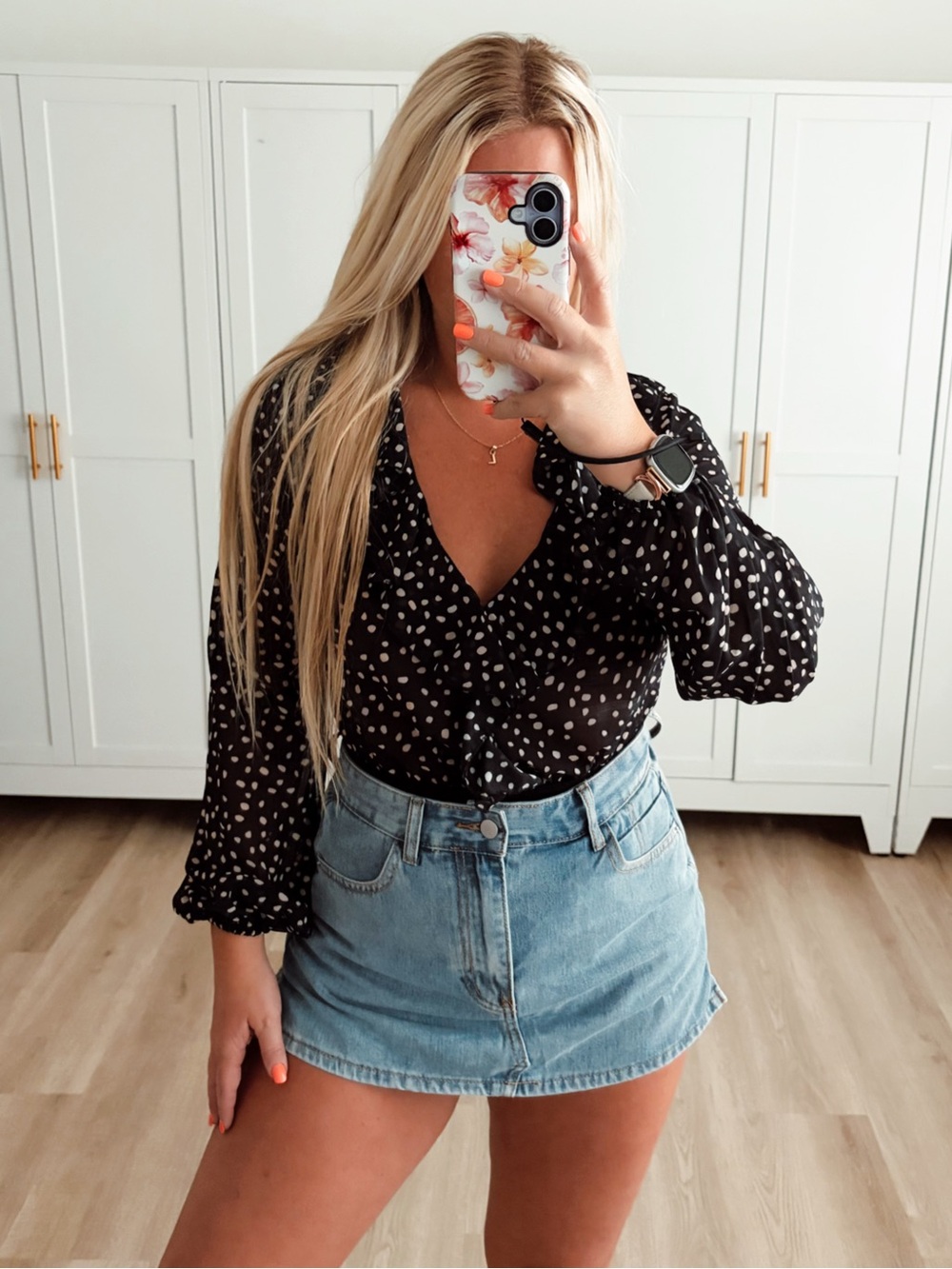 Black and white ruffle see through long sleeve body suit